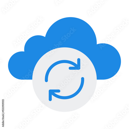 Cloud synchronization icon. Cloud sync and file update. Online storage system