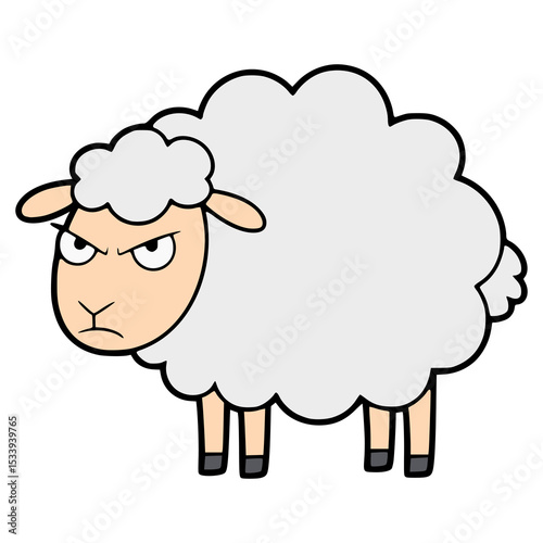 angry sheep animal farm flat color vector illustration template design