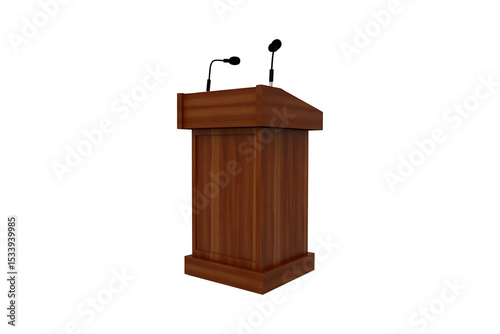 Podium setup with microphones on clear background