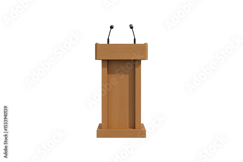 Presentation podium with microphones, background removed

