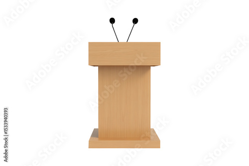 Podium with microphones on a transparent background