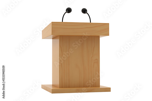 Speaker podium and microphones isolated on transparent background
