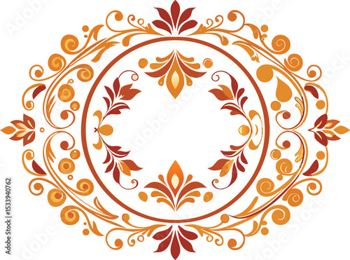 Elegant Autumnal Floral Frame Design Ornate Border for Invitations, Cards, and More