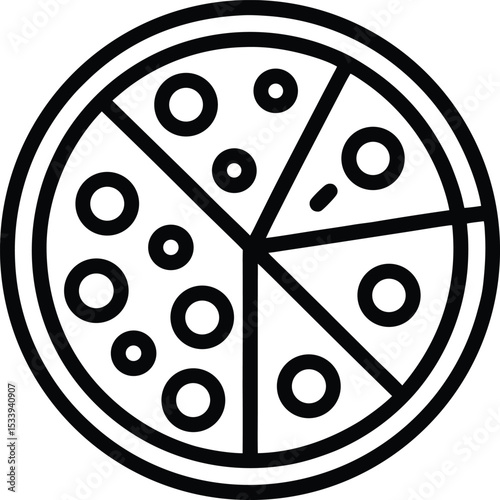 Whole Pizza Icon Outline Vector Illustration