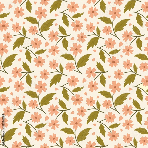 Pink flowers seamless pattern