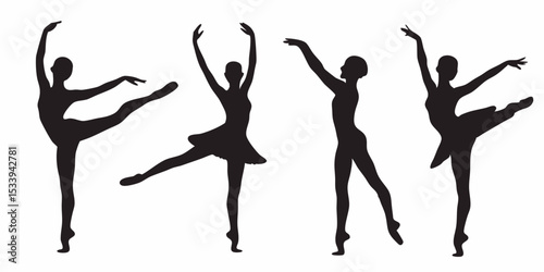 Elegant ballet dancers silhouettes vector art for dance studio and performance design projects vector