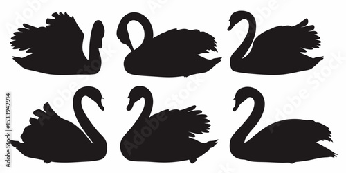 Silhouette swan vector art design element for graphic design and creative projects elegant bird illustration vector 