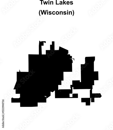 Twin Lakes (Wisconsin) blank outline map