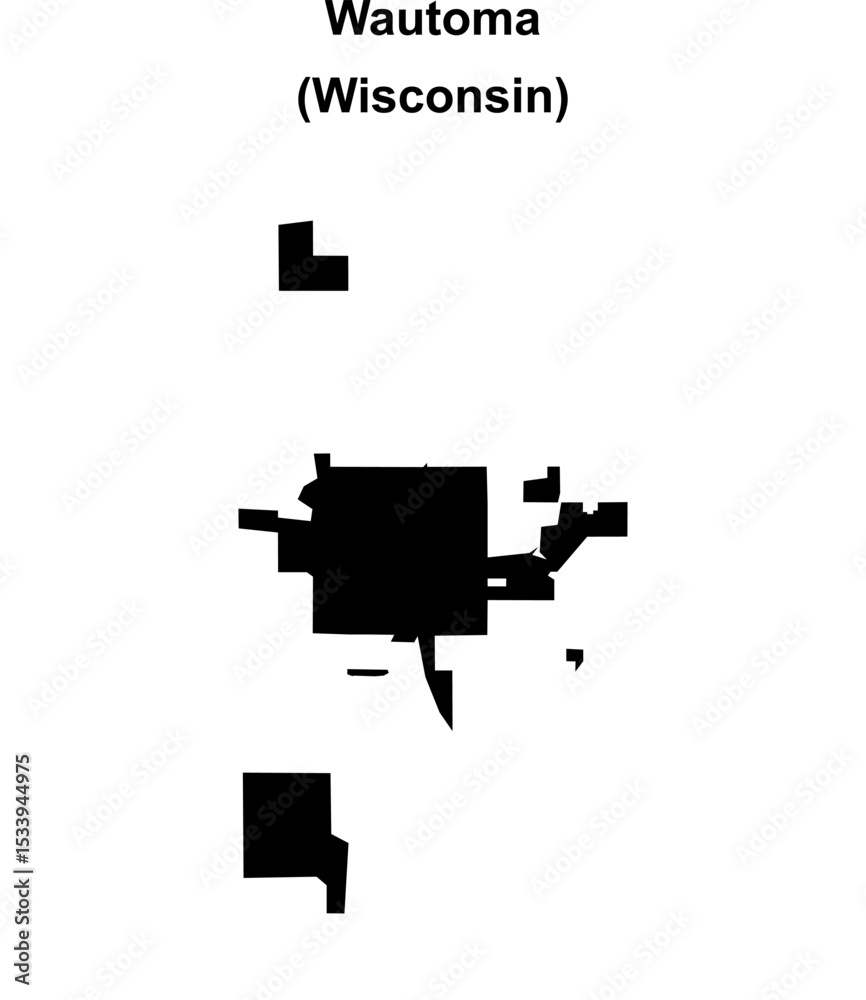 Wautoma (Wisconsin) blank outline map Wautoma (Wisconsin) blank outline map
