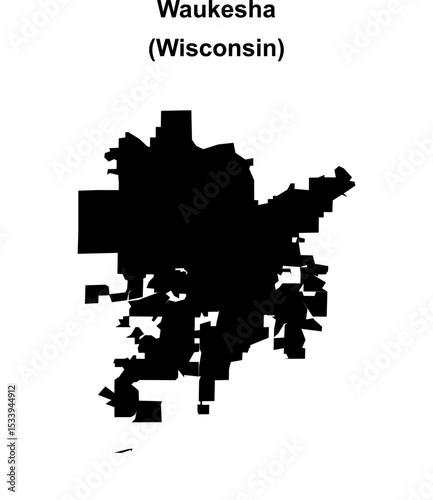 Waukesha (Wisconsin) blank outline map