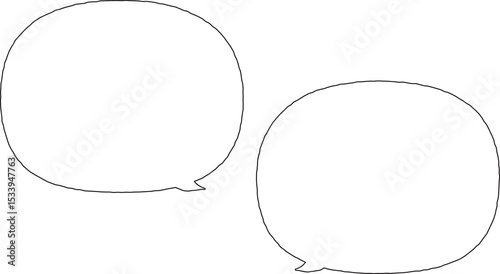 楕円形や丸の吹き出しセット。黒縁でシンプルな使いやすいふきだし。
