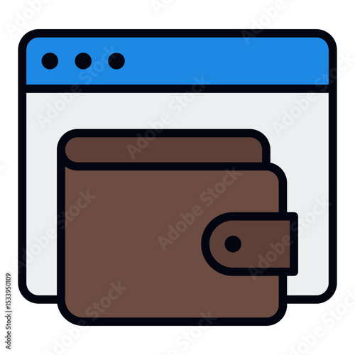 Online wallet icon. Digital money storage. E-wallet and mobile finance app