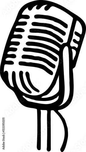 Retro Style Microphone Outline Icon. Vector design elements.