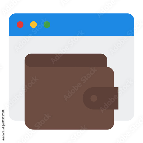 Online wallet icon. Digital money storage. E-wallet and mobile finance app