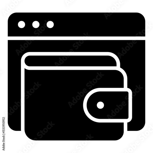 Online wallet icon. Digital money storage. E-wallet and mobile finance app