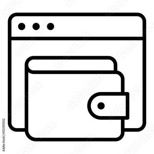 Online wallet icon. Digital money storage. E-wallet and mobile finance app