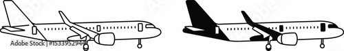 Airplane line and fill vector illustration
