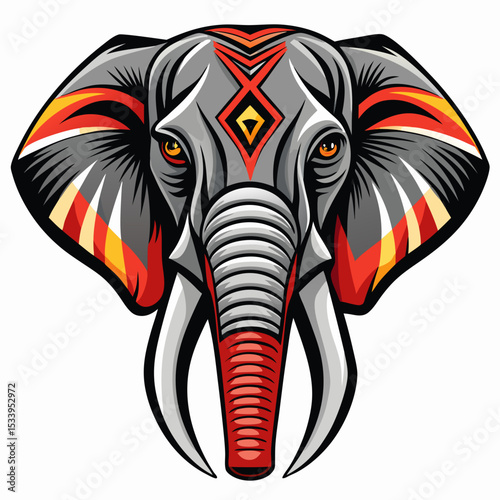 Wallpaper Mural Elephant realistic  design and bold line black , white background ,full  color Torontodigital.ca