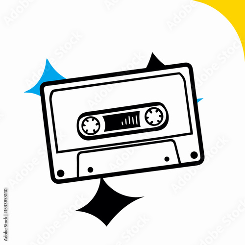 Retro Cassette Tape Illustration: 80s Music Icon