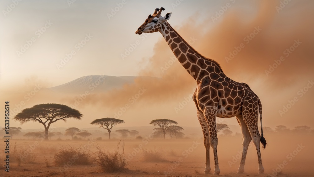 Obraz premium Giraffe standing tall in african savannah