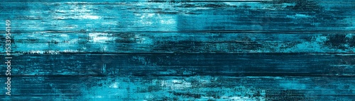 Teal painted wooden planks background texture.