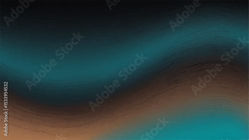 Abstract black  brown turquoise gradient noisy grain background texture.