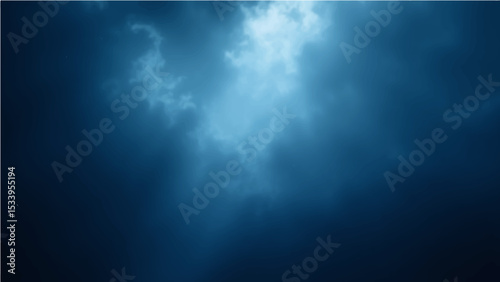 Abstract dark blue sky with light rays and a hint of smoke texture.
