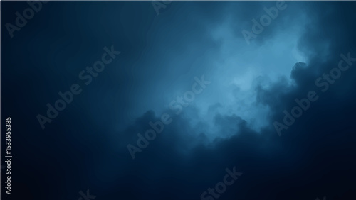 Abstract dark blue sky with light rays and a hint of smoke texture.