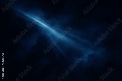 Abstract dark blue sky with light rays and a hint of smoke texture.