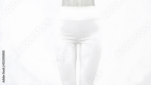 Sleek white leggings, isolated on white background, showcasing a minimalist and modern design