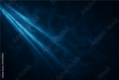 Abstract dark blue sky with light rays and a hint of smoke texture.