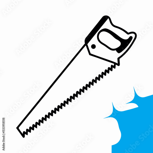 Hand Saw Icon: Black and White Illustration