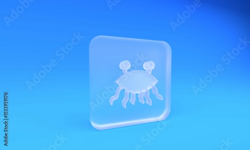Frosted glass Pastafarianism icon isolated on blue background. Square frosted glass button. 3D render illustration