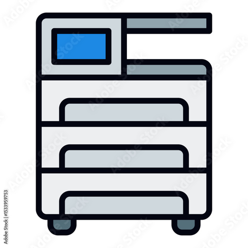 Printer icon. Office equipment. Paper output and print machine