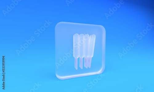 Fototapeta Naklejka Na Ścianę i Meble -  Frosted glass Aroma sticks, incense, aromas icon isolated on blue background. Square frosted glass button. 3D render illustration