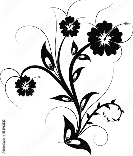 Floral vintage ornamental design element