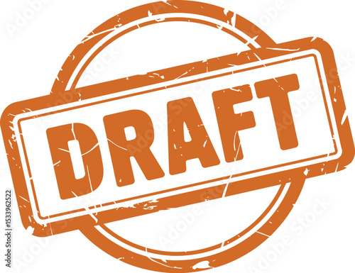 A tan draft stamp with a rectangular border and a circular border on a white background image view