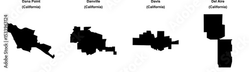 Dana Point, Danville, Davis, Del Aire outline maps