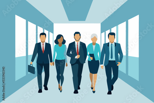 Diverse Business Team Walking Towards Success Collaboration, Teamwork, and Leadership