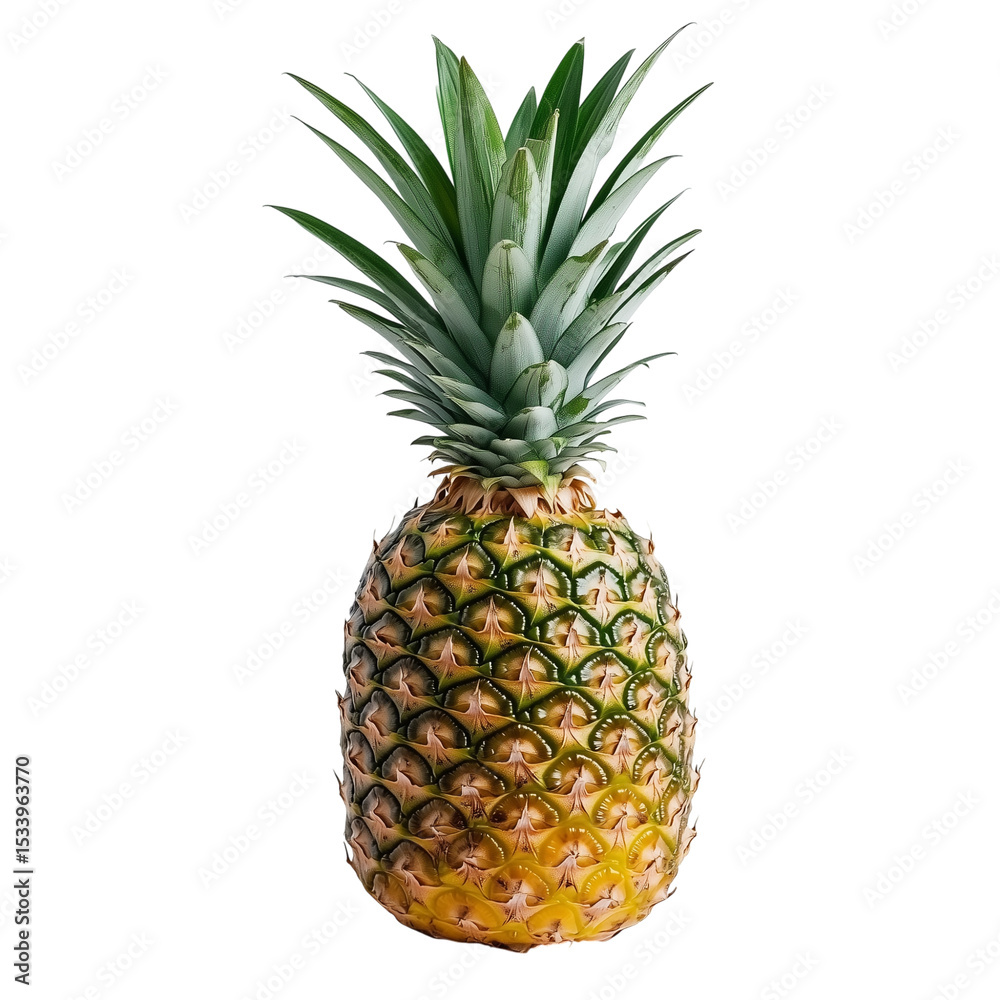 Fototapeta premium Fresh, ripe pineapple isolated on a white background, highlighting its sweet, tropical, and healthy appeal