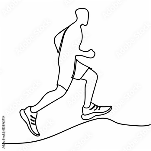 Man Running Jogging Exercise Fitness Line Art Illustration White Background jogger person