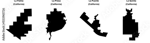 La Palma, La Presa, La Puente, La Quinta outline maps