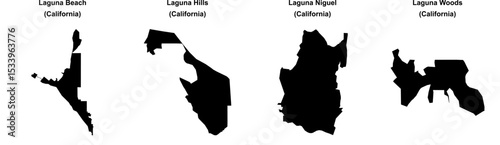 Laguna Beach, Laguna Hills, Laguna Niguel, Laguna Woods outline maps
