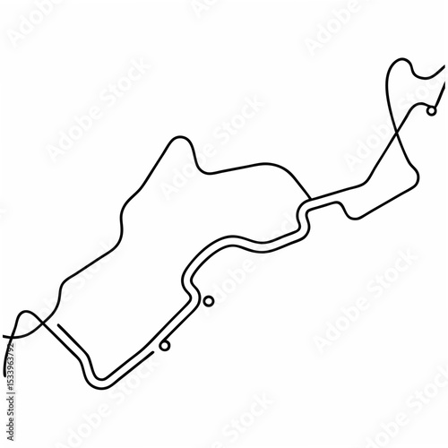 Map Route of a Running Path on White Background Black Line Art Jogging Track running route running track
