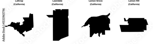 Lathrop, Lawndale, Lemon Grove, Lemon Hill outline maps