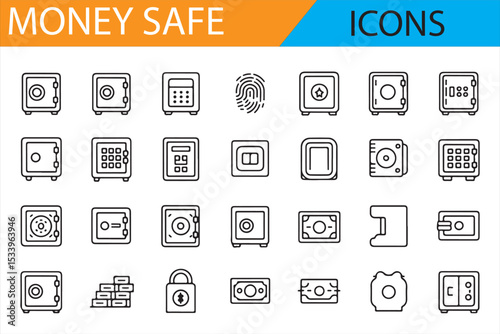 Secure Financial Storage and Money Safe Icon Collection