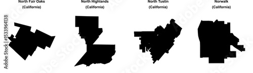 North Fair Oaks, North Highlands, North Tustin, Norwalk outline maps