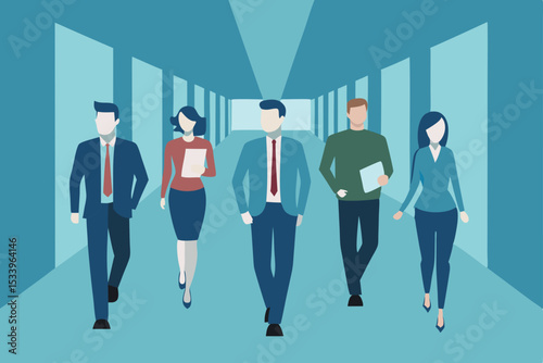 Teamwork, Collaboration, and Success A Visual Representation of a Business Team Walking Towards Their Goals