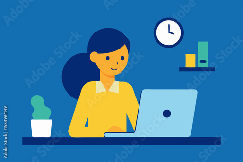 Focused Woman Working on Laptop Productivity and Efficiency in the Modern Workplace