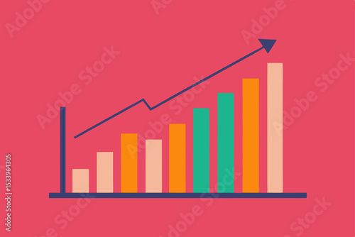 Business graph with arrow showing financial growth and market success